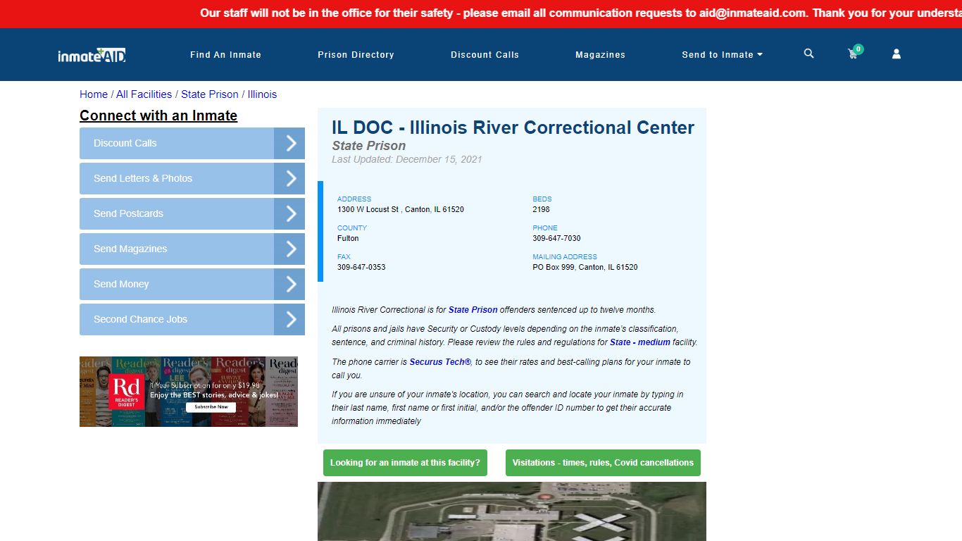 IL DOC - Illinois River Correctional Center - InmateAid